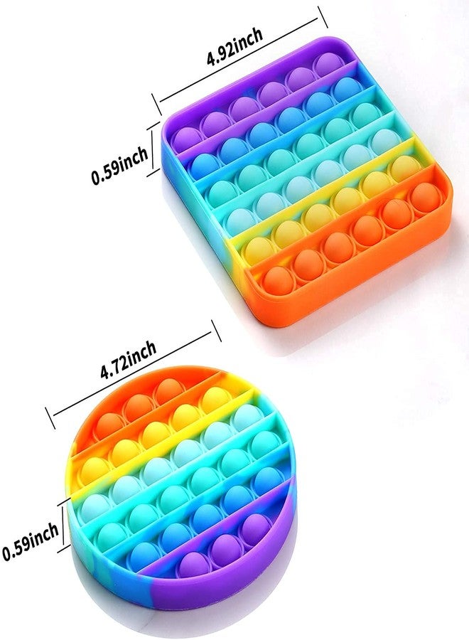 Plenteous Pop It Toys,Push Pop Bubble Fidget Sensory Toy,Autism Special Needs Silicone Stress Relief Toy, Novelty Gifts for Girls Boys Kids Adults (Square and Round Rainbow) (1) - Image 4